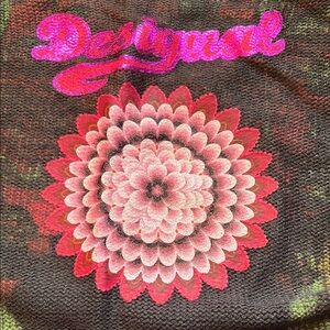 Desigual Black and Pink Floral Knit Sweater
